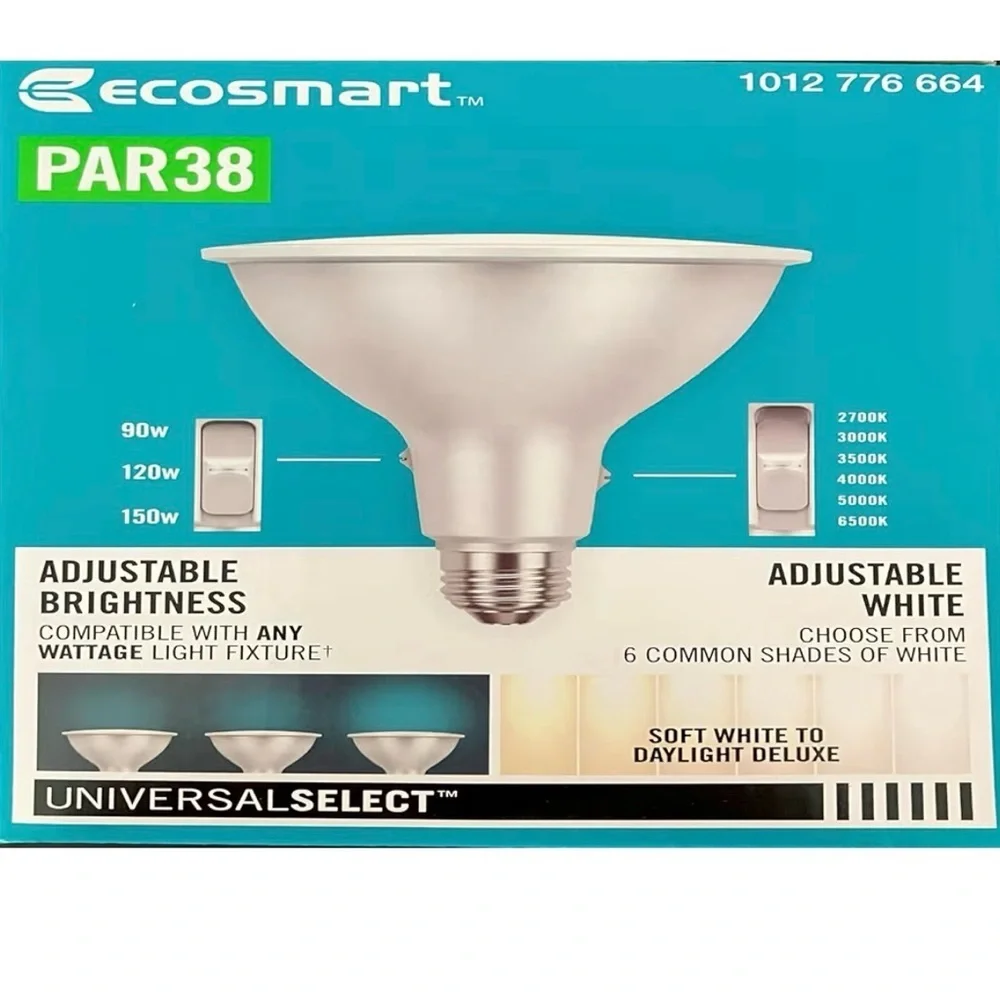 EcoSmart PAR38 LED Flood Lights 2-Pack - Adjustable Brightness & Color